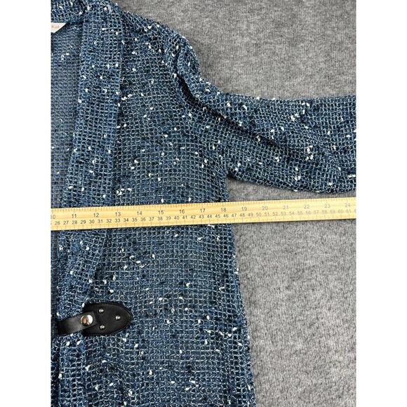 Krazy Kat Women's Blue Textured Open Front Cardigan Sweater Size Small - Picture 4 of 5